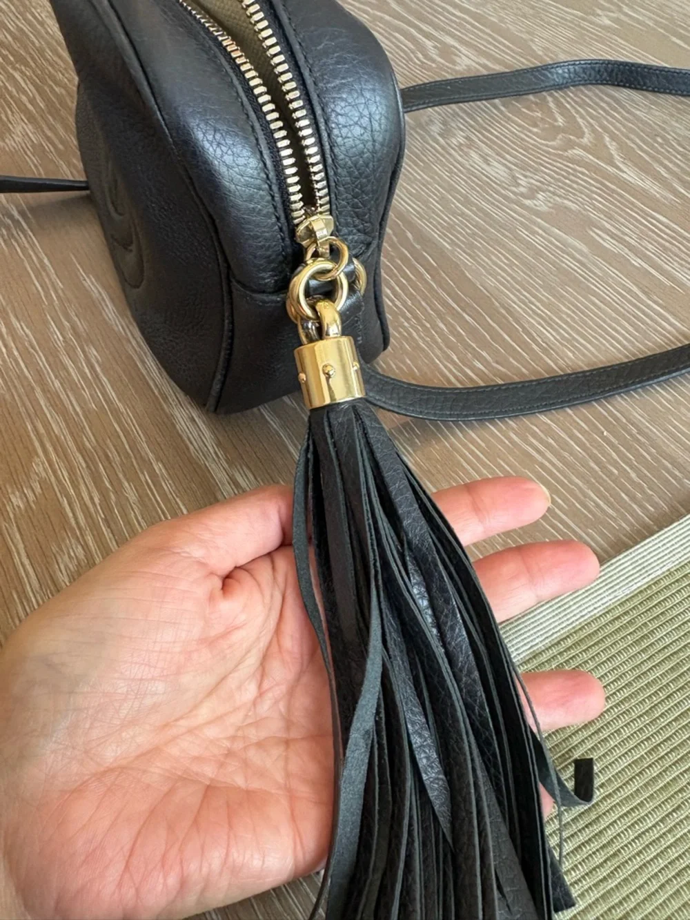 Gucci Black Soho Pebbled Leather Crossbody with Tassel - Picture 7 of 7